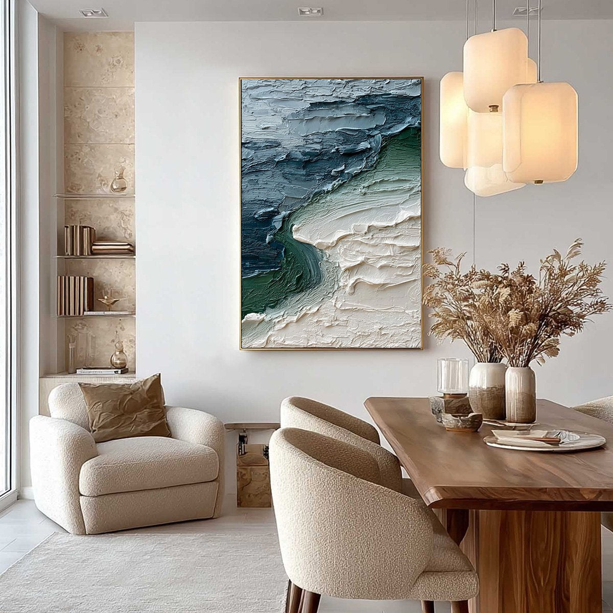 TIDAL CONVERGENCE: Textured Wabi Sabi Abstract Seascape Painting