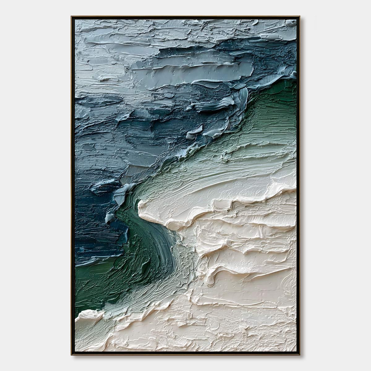 TIDAL CONVERGENCE: Textured Wabi Sabi Abstract Seascape Painting