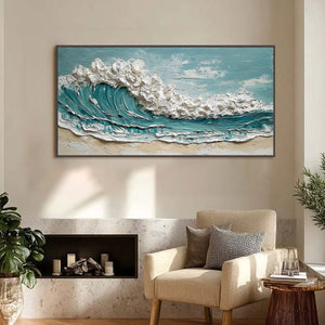 TIDAL CREST: Textured Impasto Ocean Wave Painting