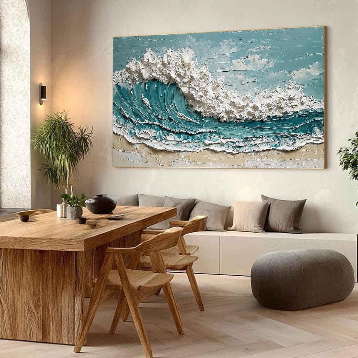 TIDAL CREST: Textured Impasto Ocean Wave Painting
