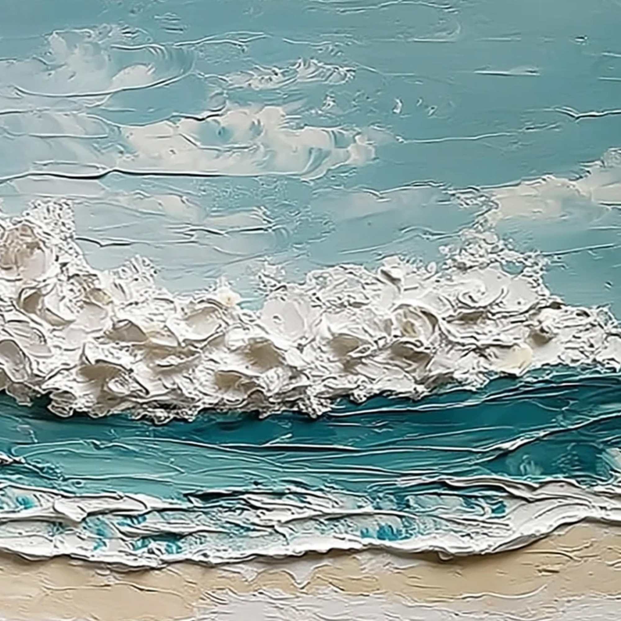 TIDAL CREST: Textured Impasto Ocean Wave Painting
