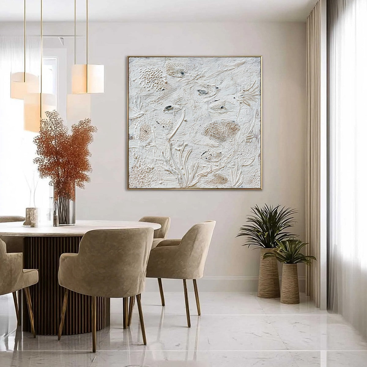 Tidal Relics White Textured Wabi Sabi Abstract Ocean Art – MontCarta