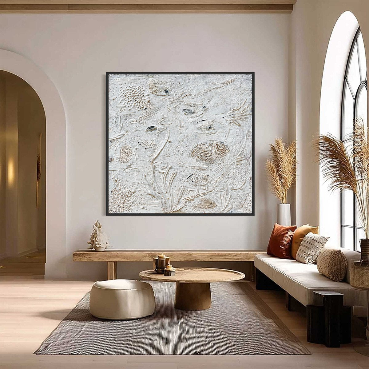 Tidal Relics White Textured Wabi Sabi Abstract Ocean Art – MontCarta