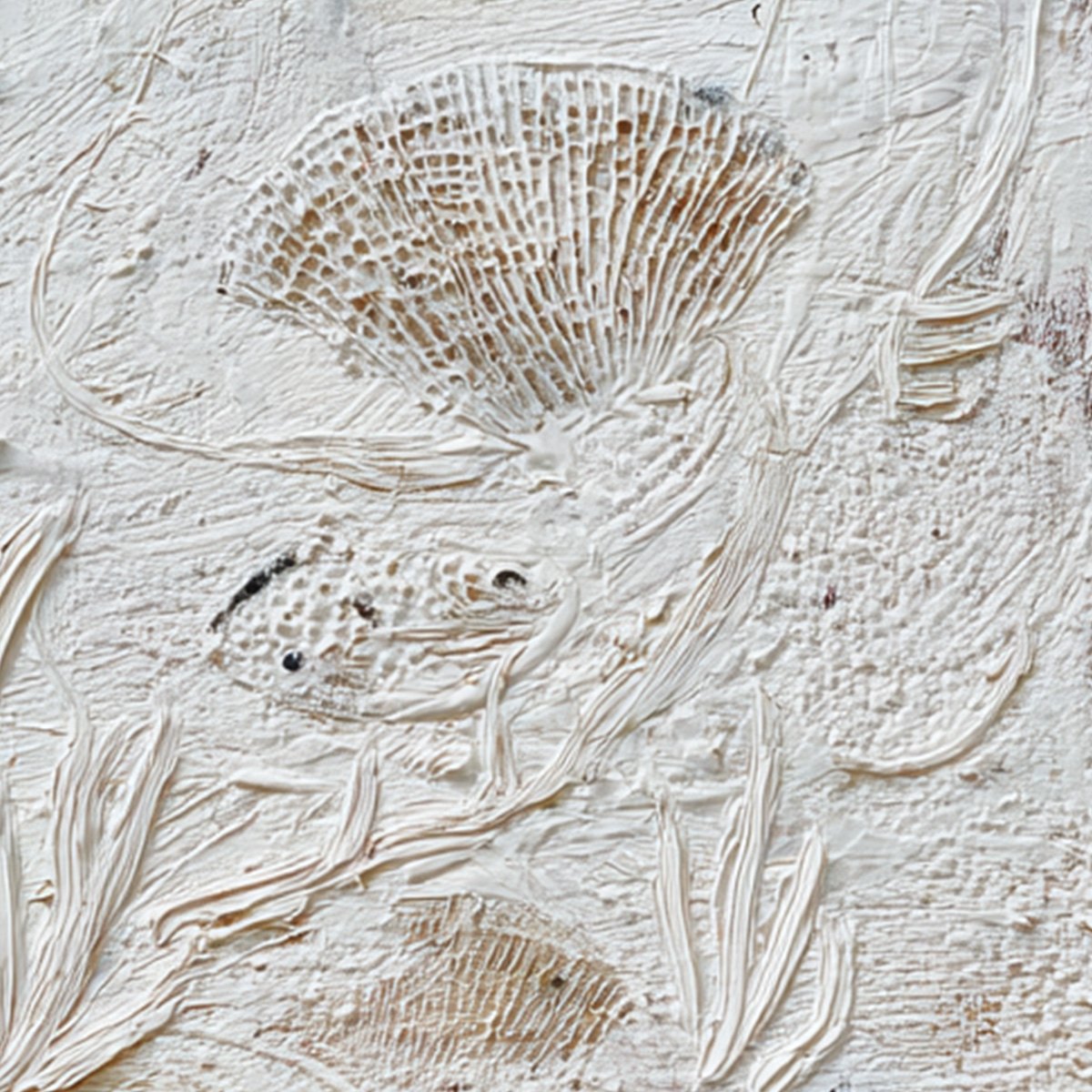 Tidal Relics White Textured Wabi Sabi Abstract Ocean Art – MontCarta