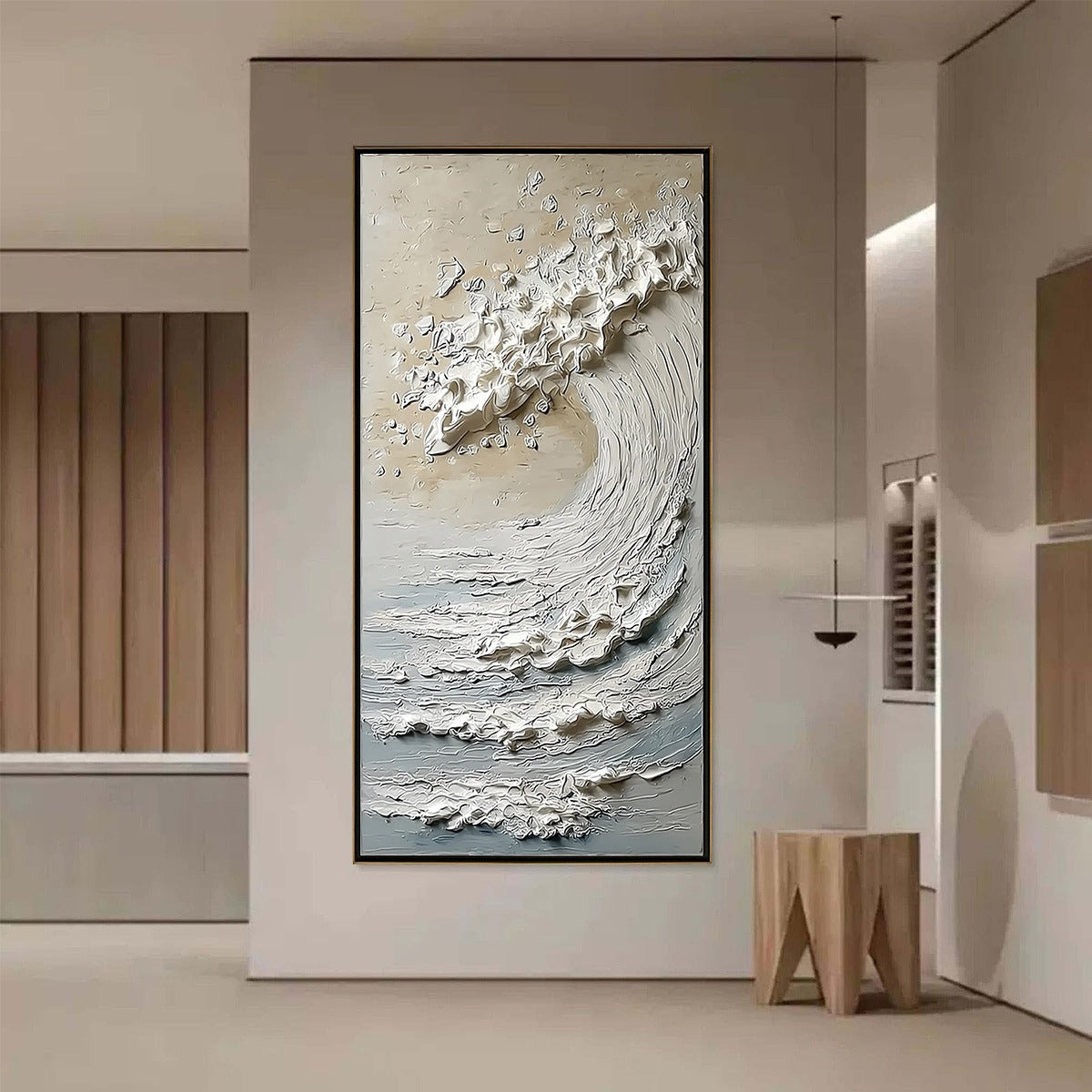 TIDAL SERENITY: Textured Wabi Sabi Ocean Wave Painting