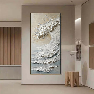TIDAL SERENITY: Textured Wabi Sabi Ocean Wave Painting