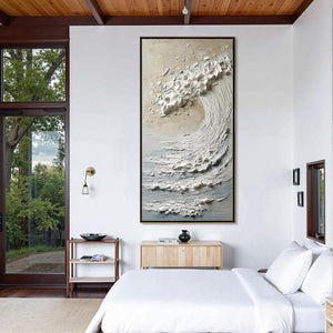 TIDAL SERENITY: Textured Wabi Sabi Ocean Wave Painting