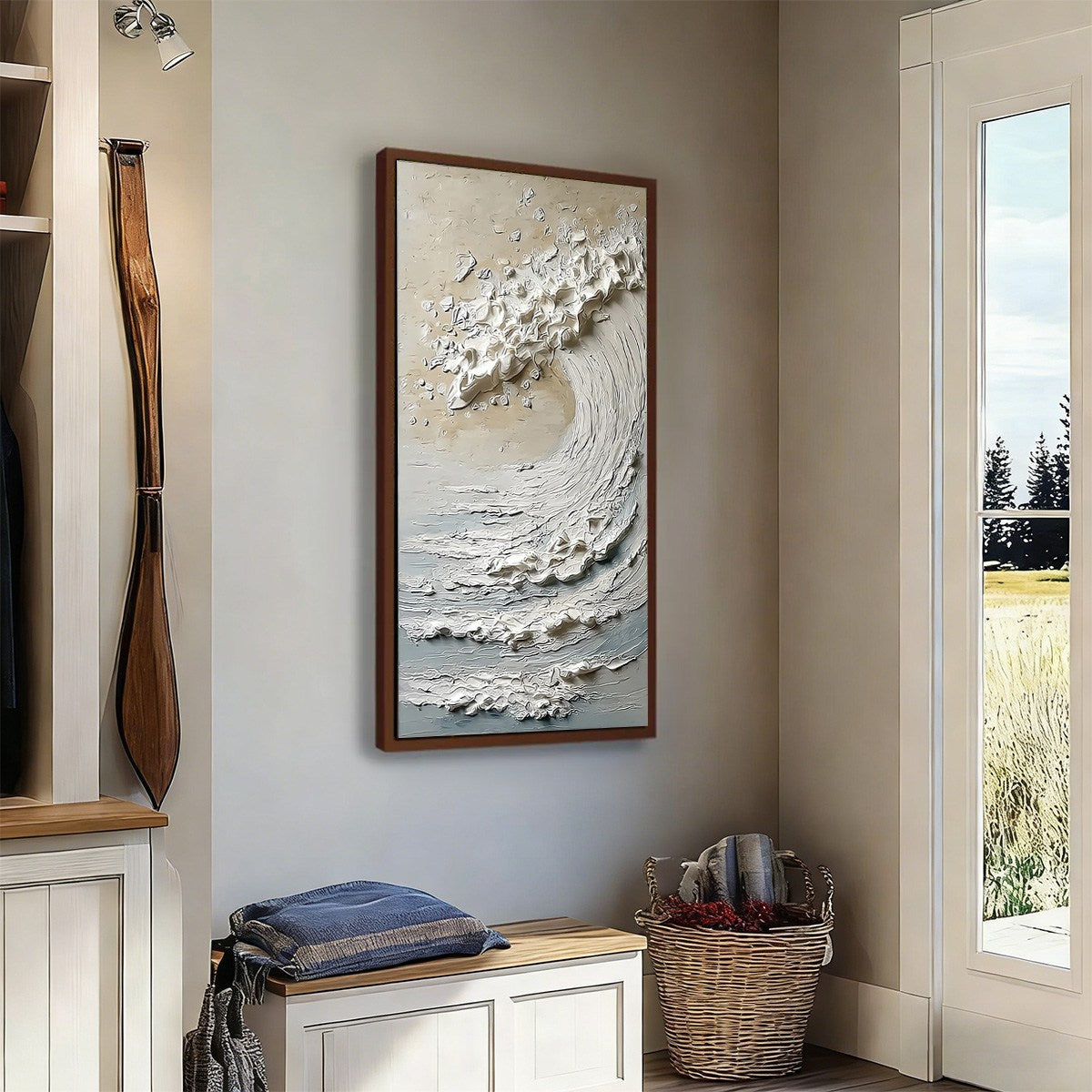 TIDAL SERENITY: Textured Wabi Sabi Ocean Wave Painting