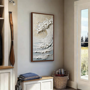TIDAL SERENITY: Textured Wabi Sabi Ocean Wave Painting