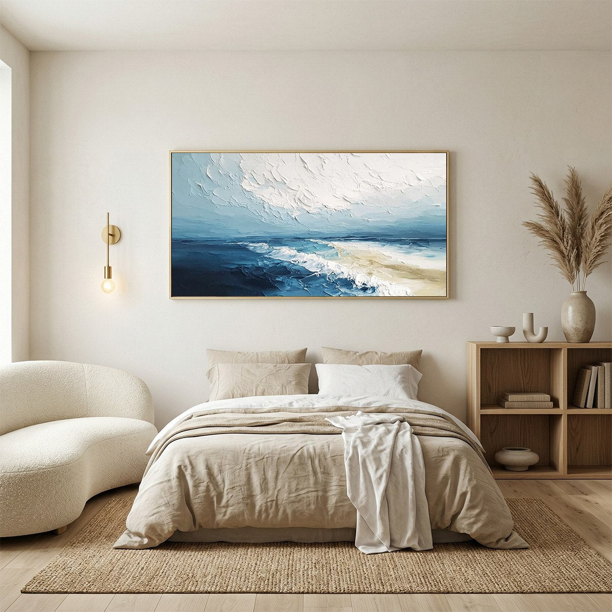 TIDAL WHISPER: Textured Impasto Coastal Seascape Oil Painting