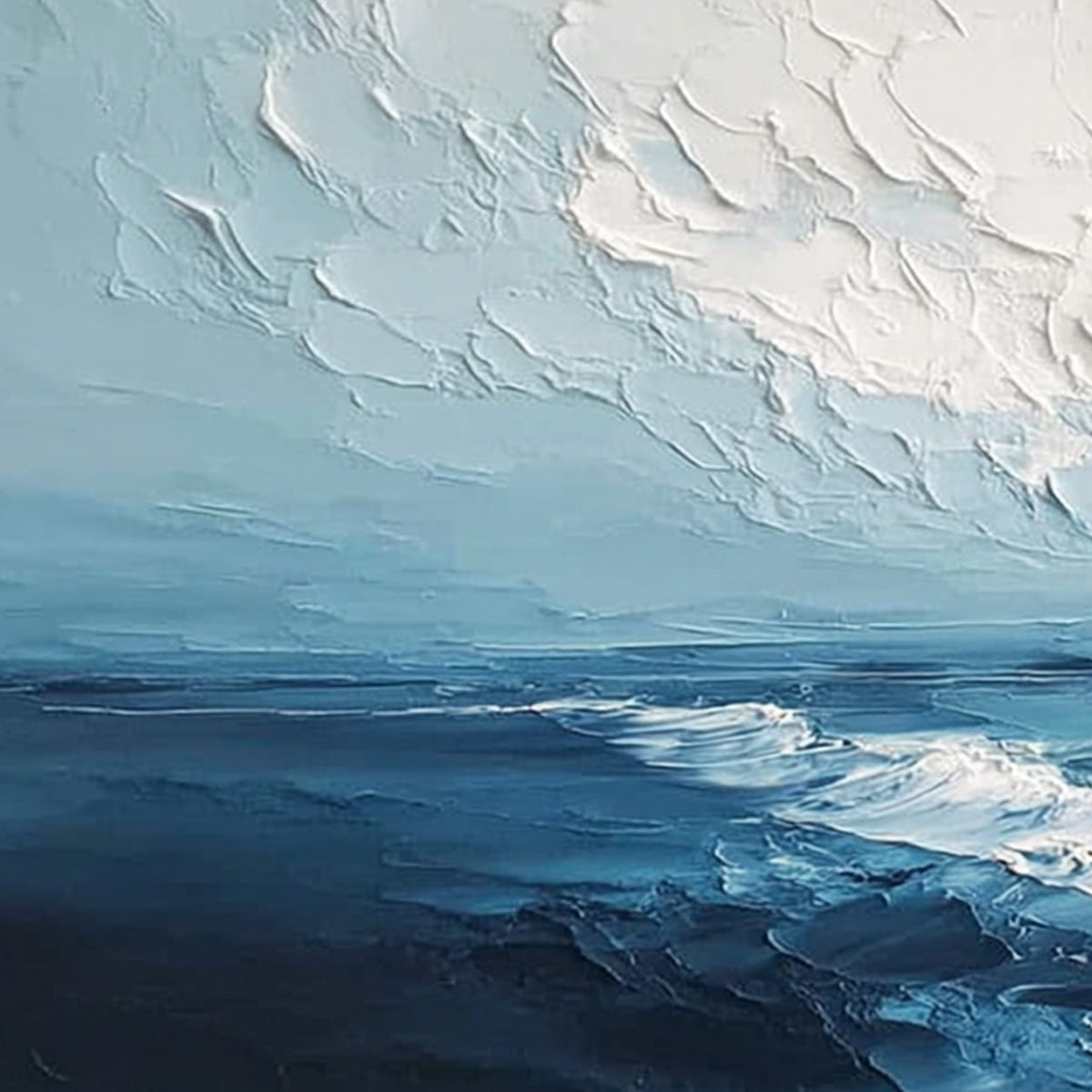 TIDAL WHISPER: Textured Impasto Coastal Seascape Oil Painting