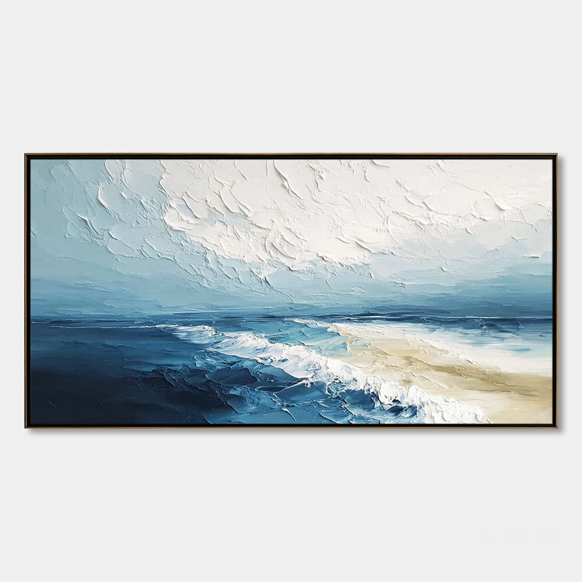 TIDAL WHISPER: Textured Impasto Coastal Seascape Oil Painting
