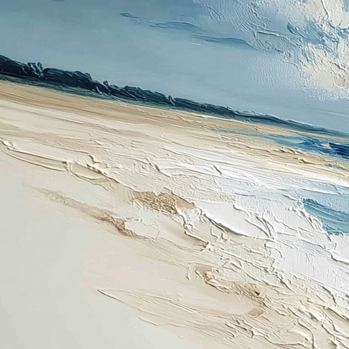 TIDAL WHISPER: Textured Impasto Seascape Oil Painting for Coastal Decor