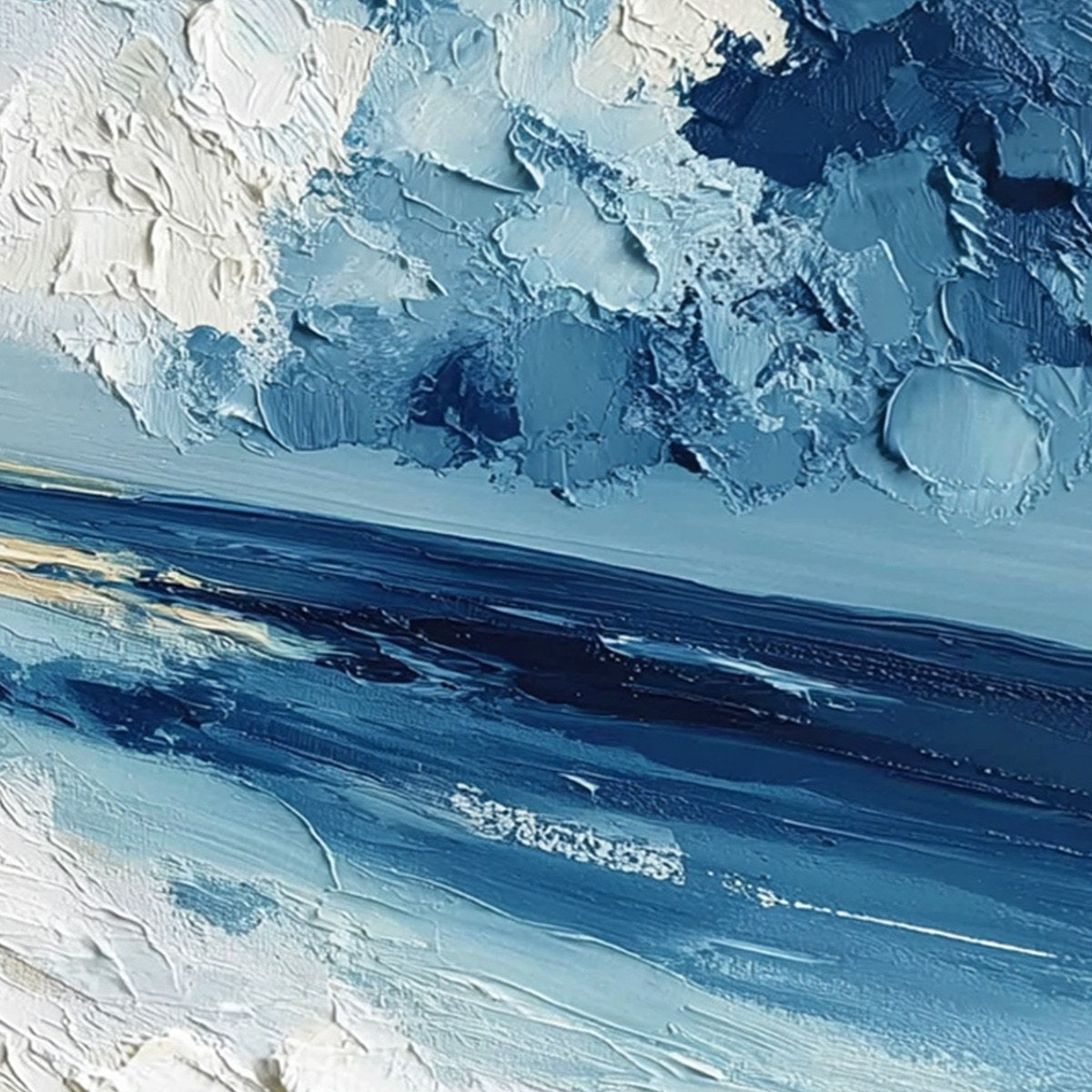 TIDAL WHISPER: Textured Impasto Seascape Oil Painting for Coastal Decor