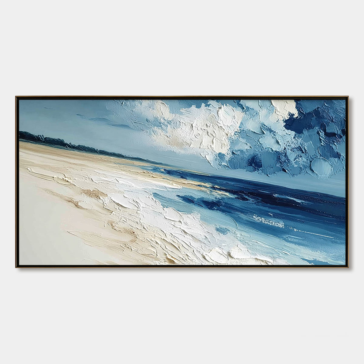 TIDAL WHISPER: Textured Impasto Seascape Oil Painting for Coastal Decor