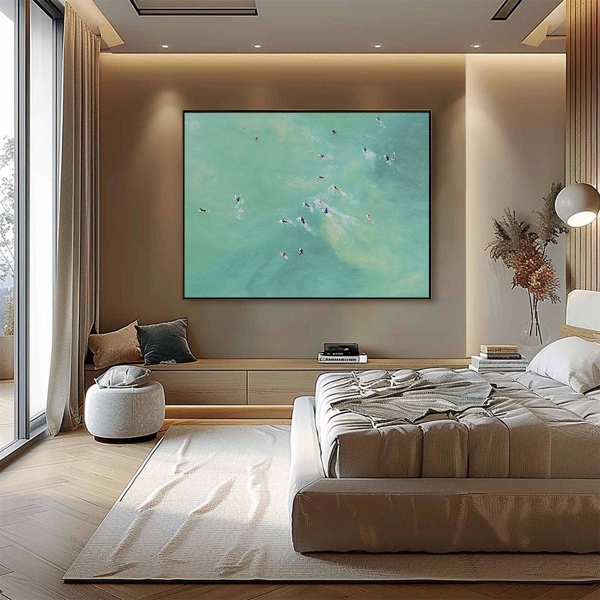 TIDAL CHASE: Aerial Surfer Sports Scene Painting