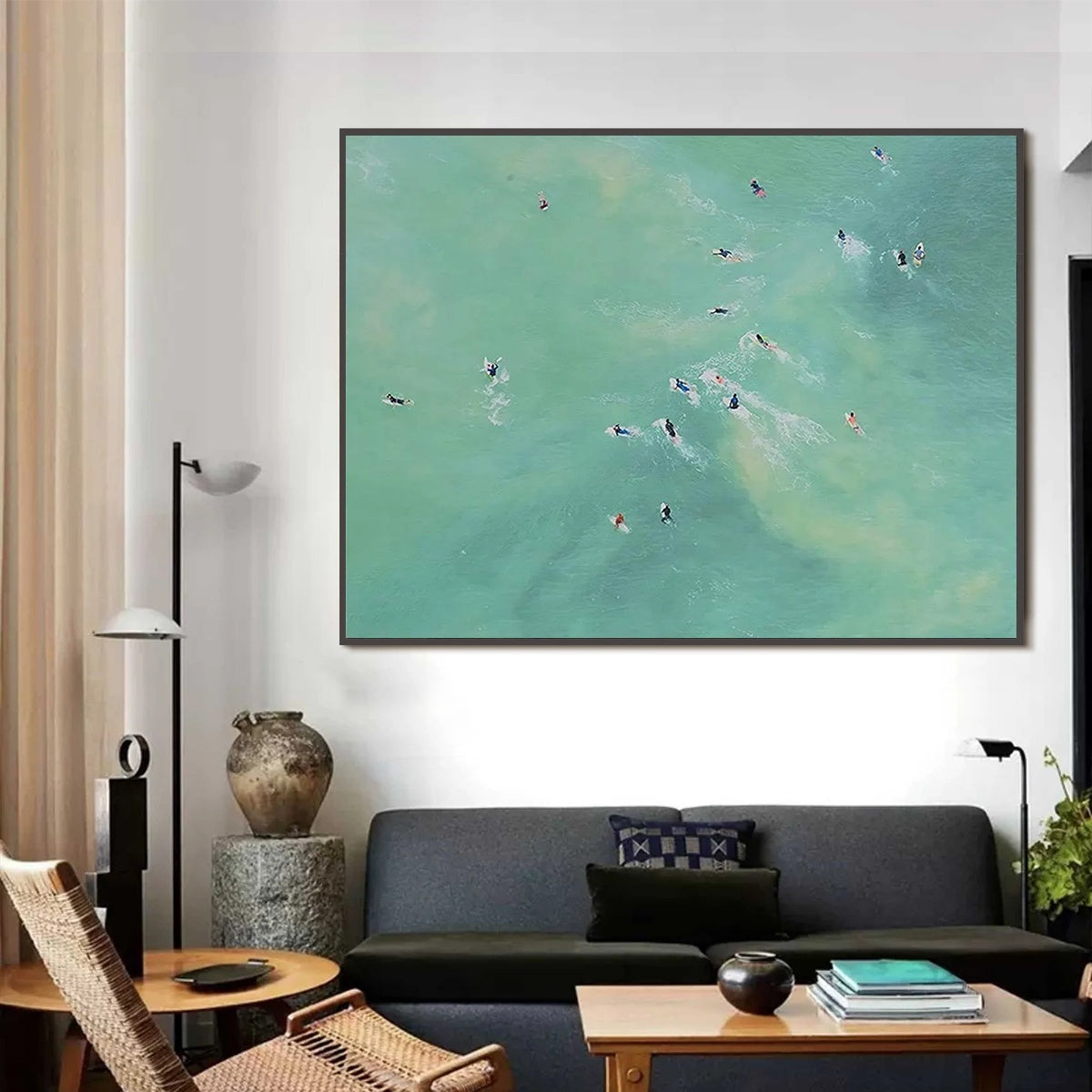 TIDAL CHASE: Aerial Surfer Sports Scene Painting