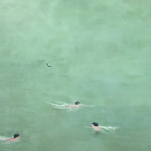 TIDAL GLIDE: Minimalist Swimmer Sports Oil Painting