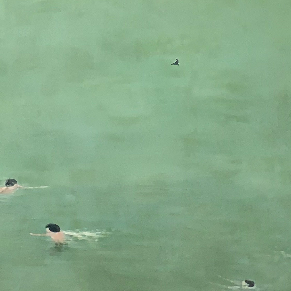 TIDAL GLIDE: Minimalist Swimmer Sports Oil Painting