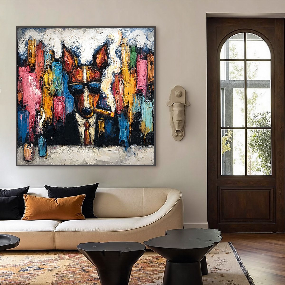 TOP DOG: Textured Impasto Painting of a Dog in the City