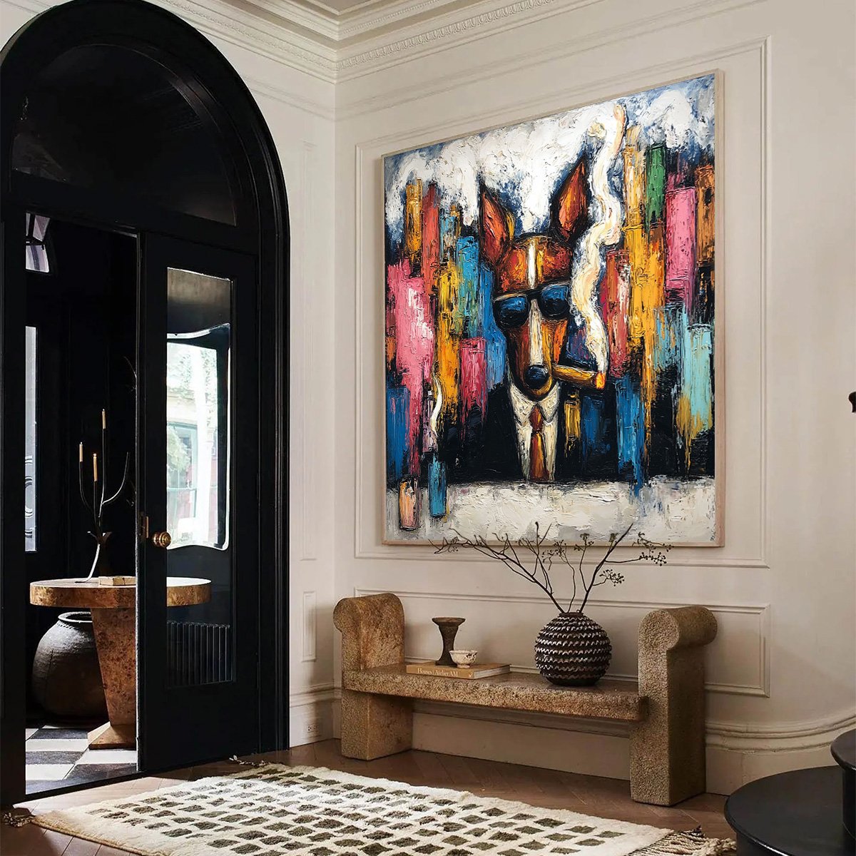 TOP DOG: Textured Impasto Painting of a Dog in the City