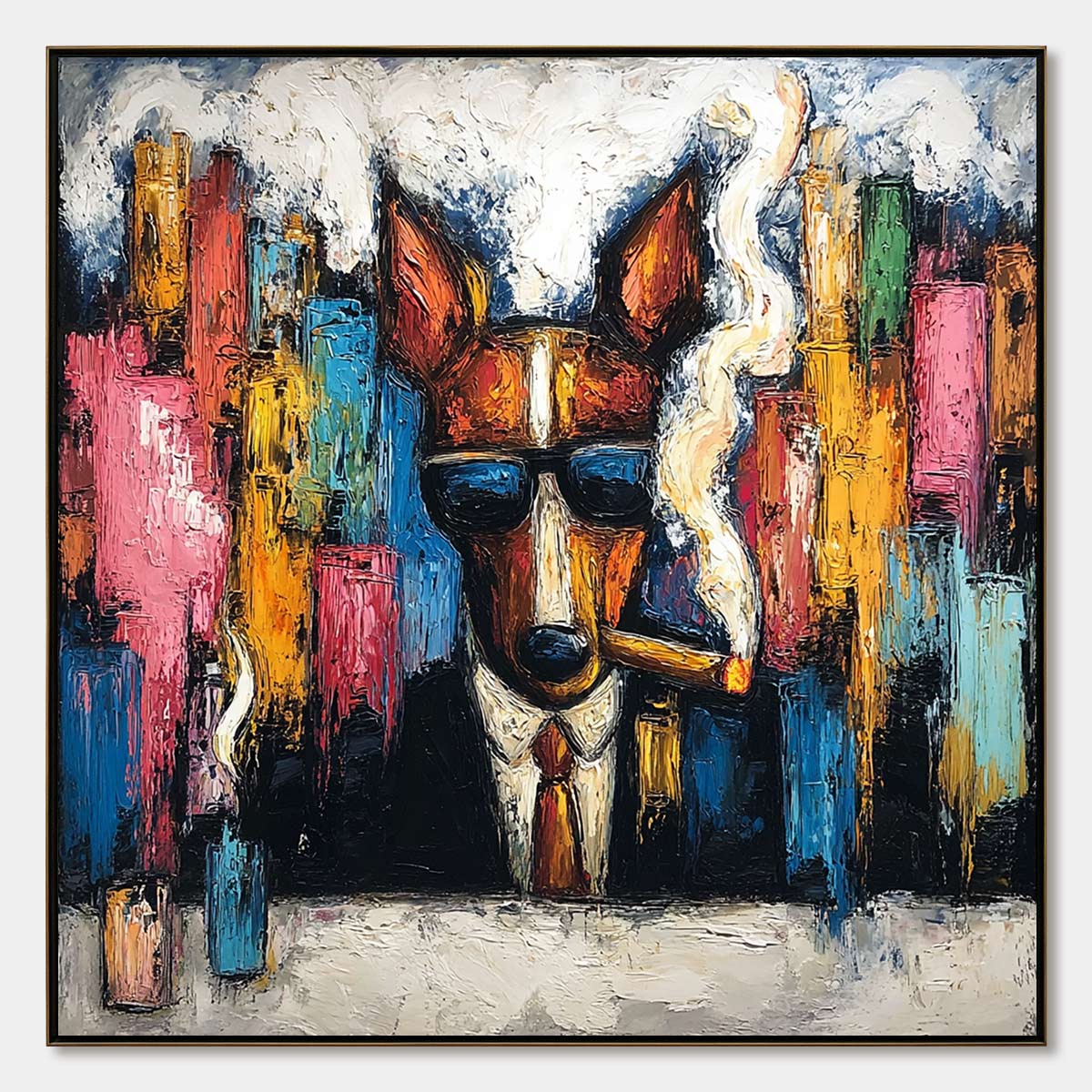 TOP DOG: Textured Impasto Painting of a Dog in the City
