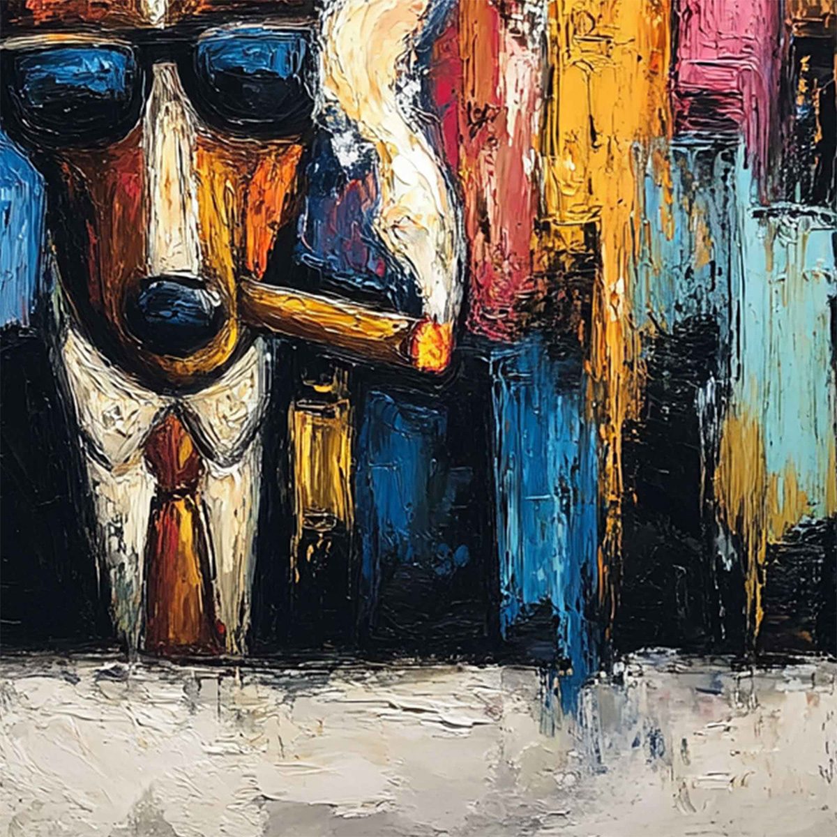 TOP DOG: Textured Impasto Painting of a Dog in the City