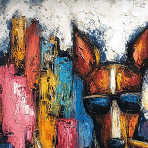 TOP DOG: Textured Impasto Painting of a Dog in the City