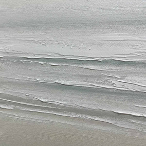 TRANQUIL COAST: Minimalist Coastal Landscape Painting in Neutral Tones