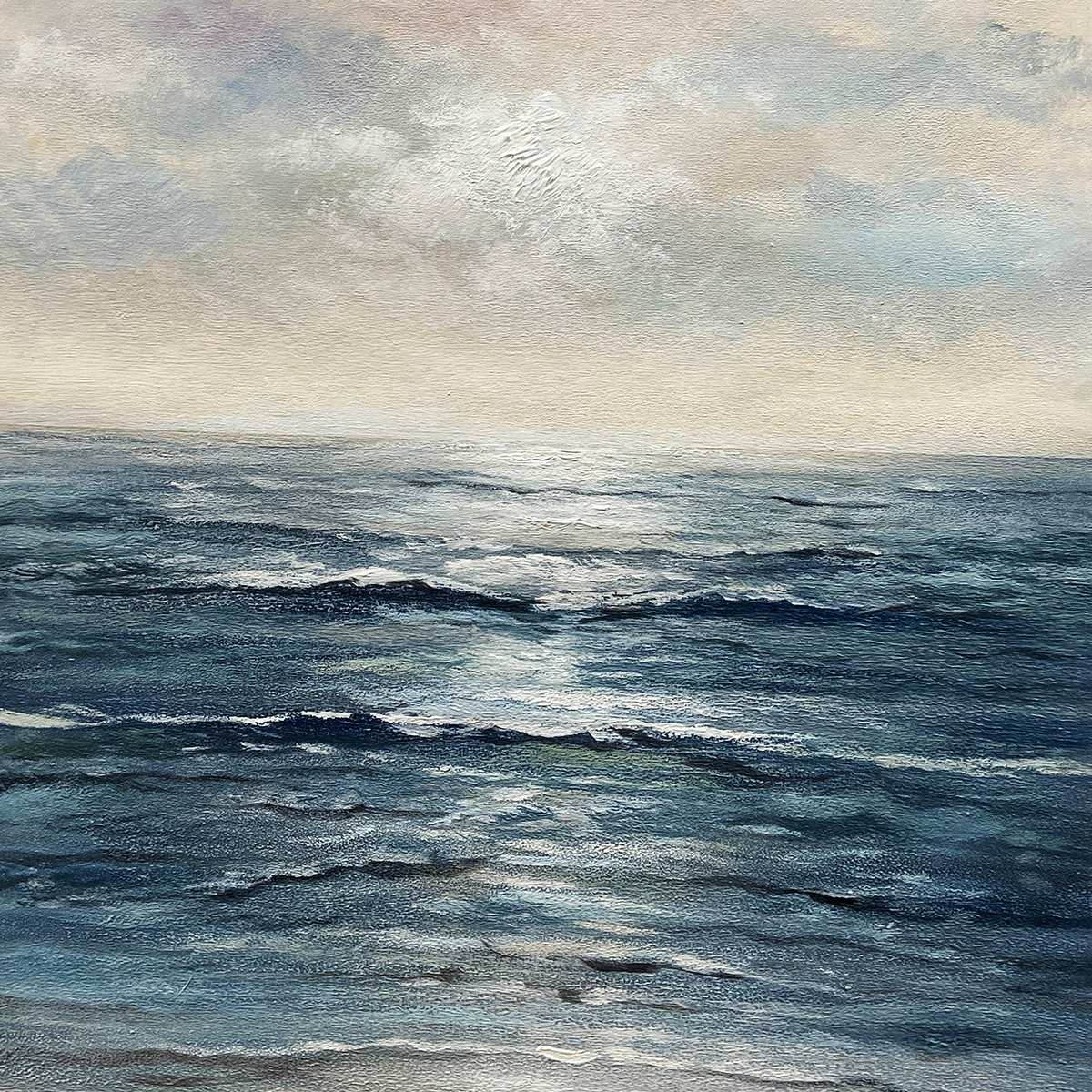 TRANQUIL SHORES: Serene Coastal Landscape Oil Painting