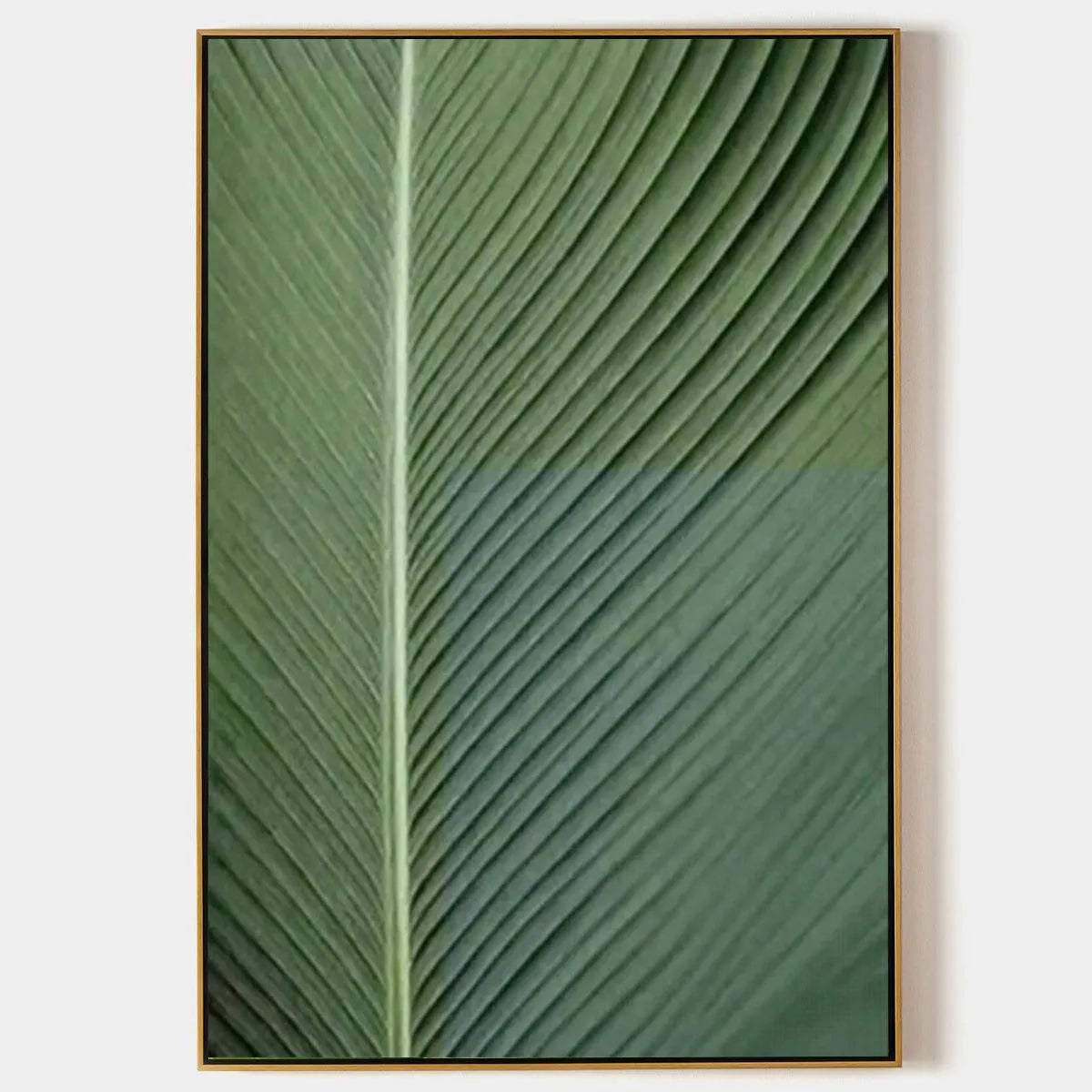 Minimalist Botanical Painting, Green Leaf Wall Art, Vertical Canvas