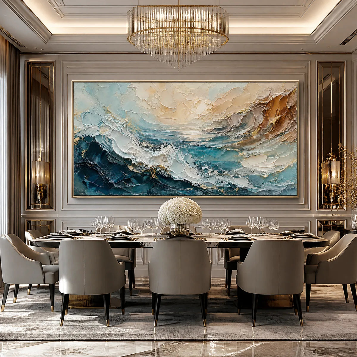 TURQUOISE RUSH: Turquoise Ocean Wave Painting