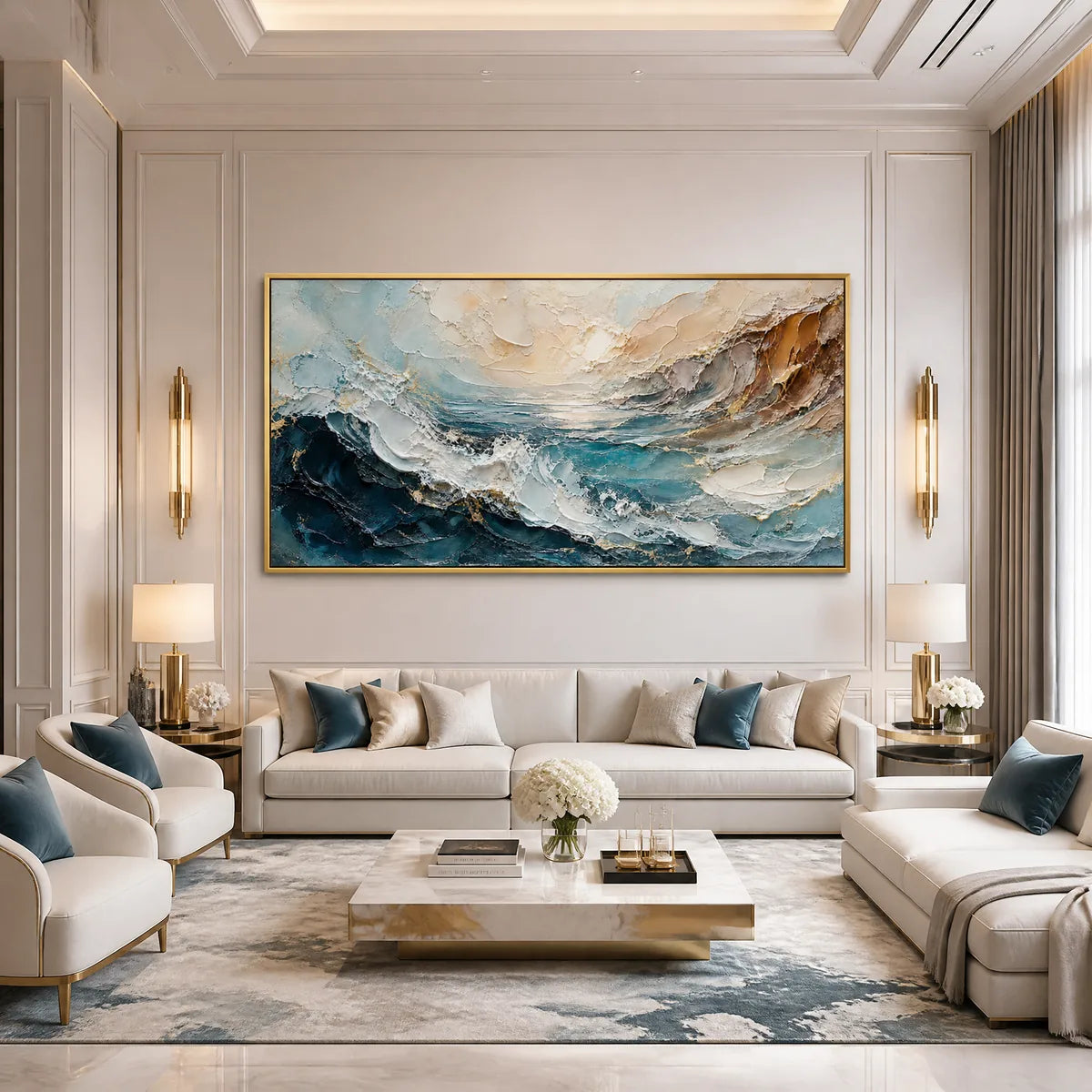 TURQUOISE RUSH: Turquoise Ocean Wave Painting