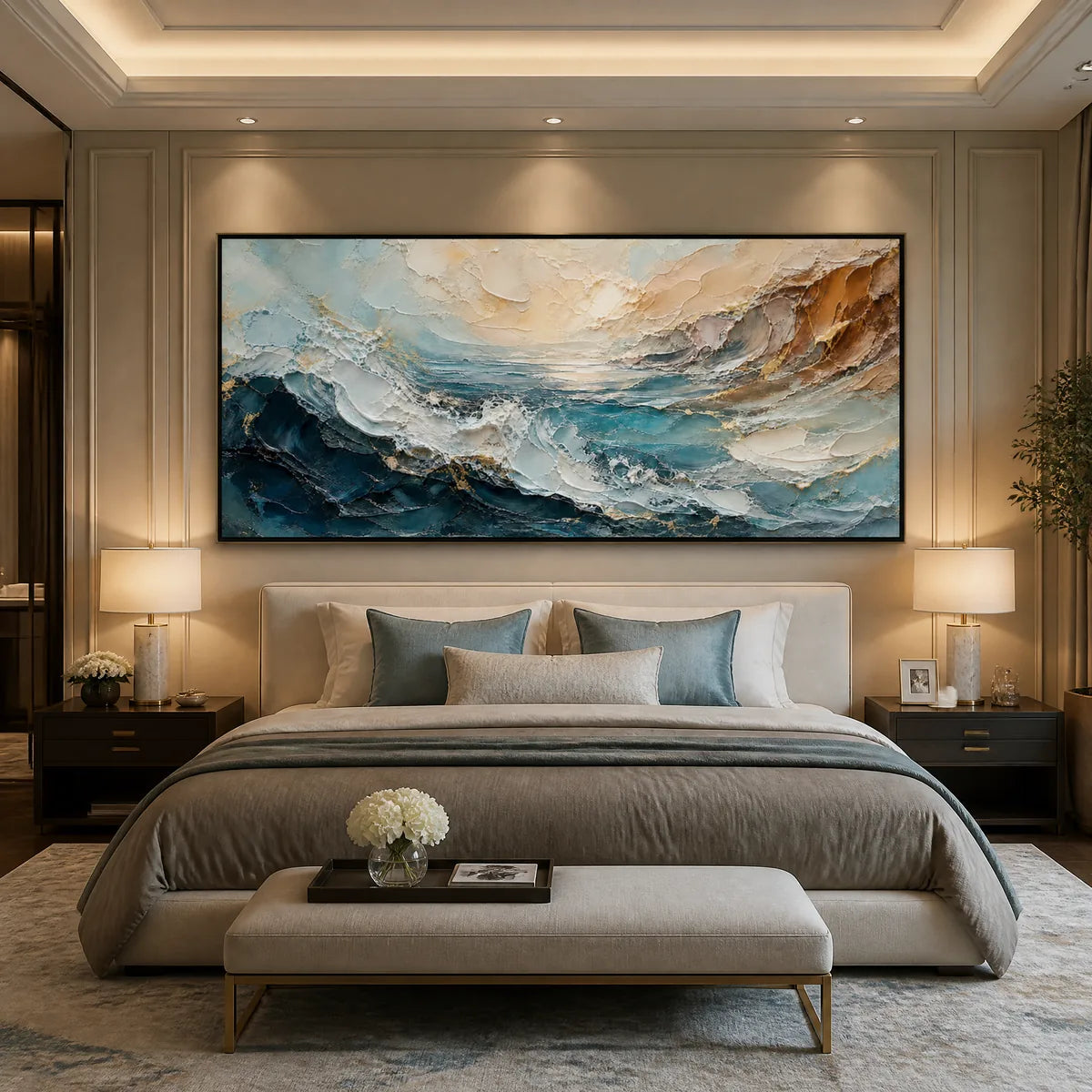 TURQUOISE RUSH: Turquoise Ocean Wave Painting