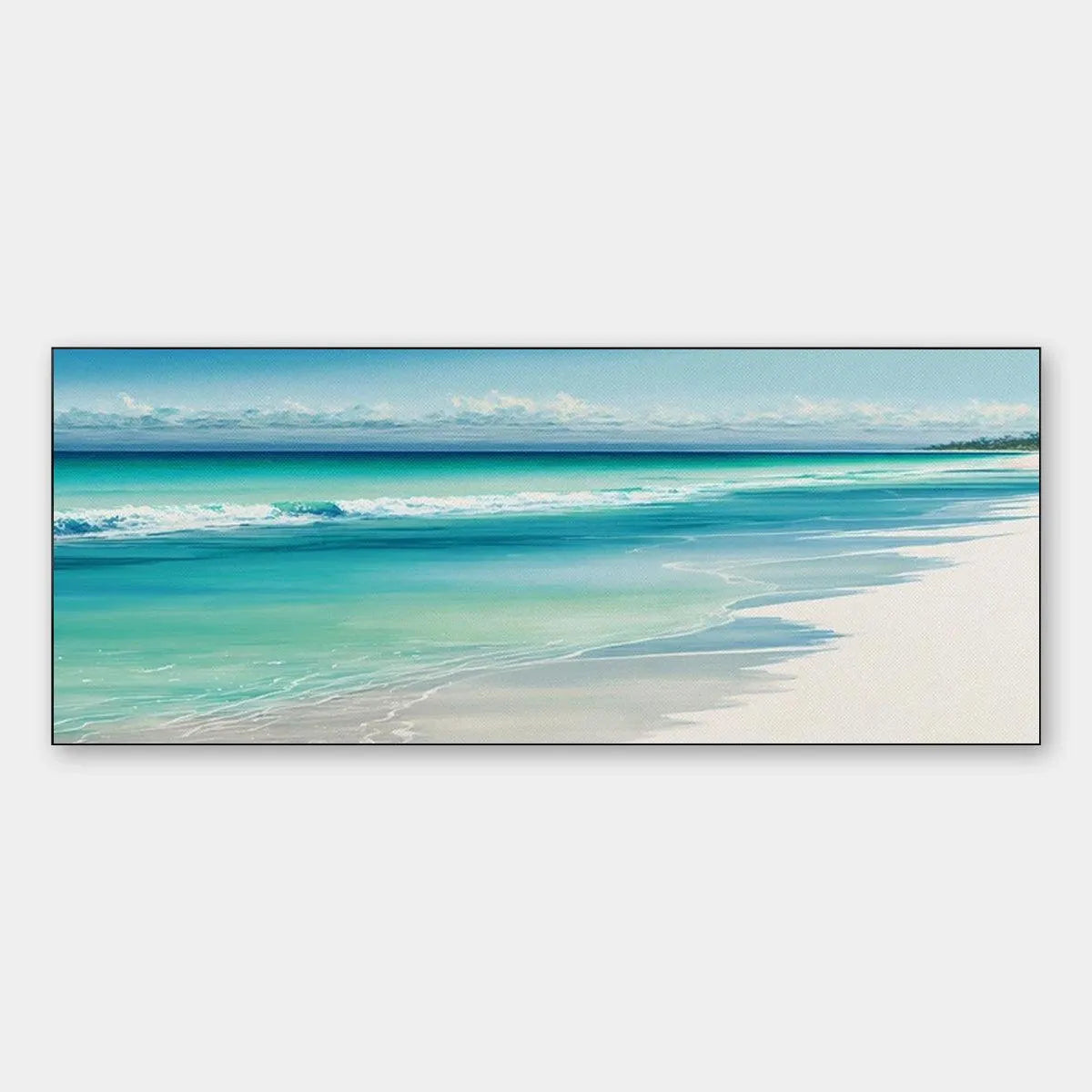 Beach Painting, Panoramic Wall Art, Coastal Decor