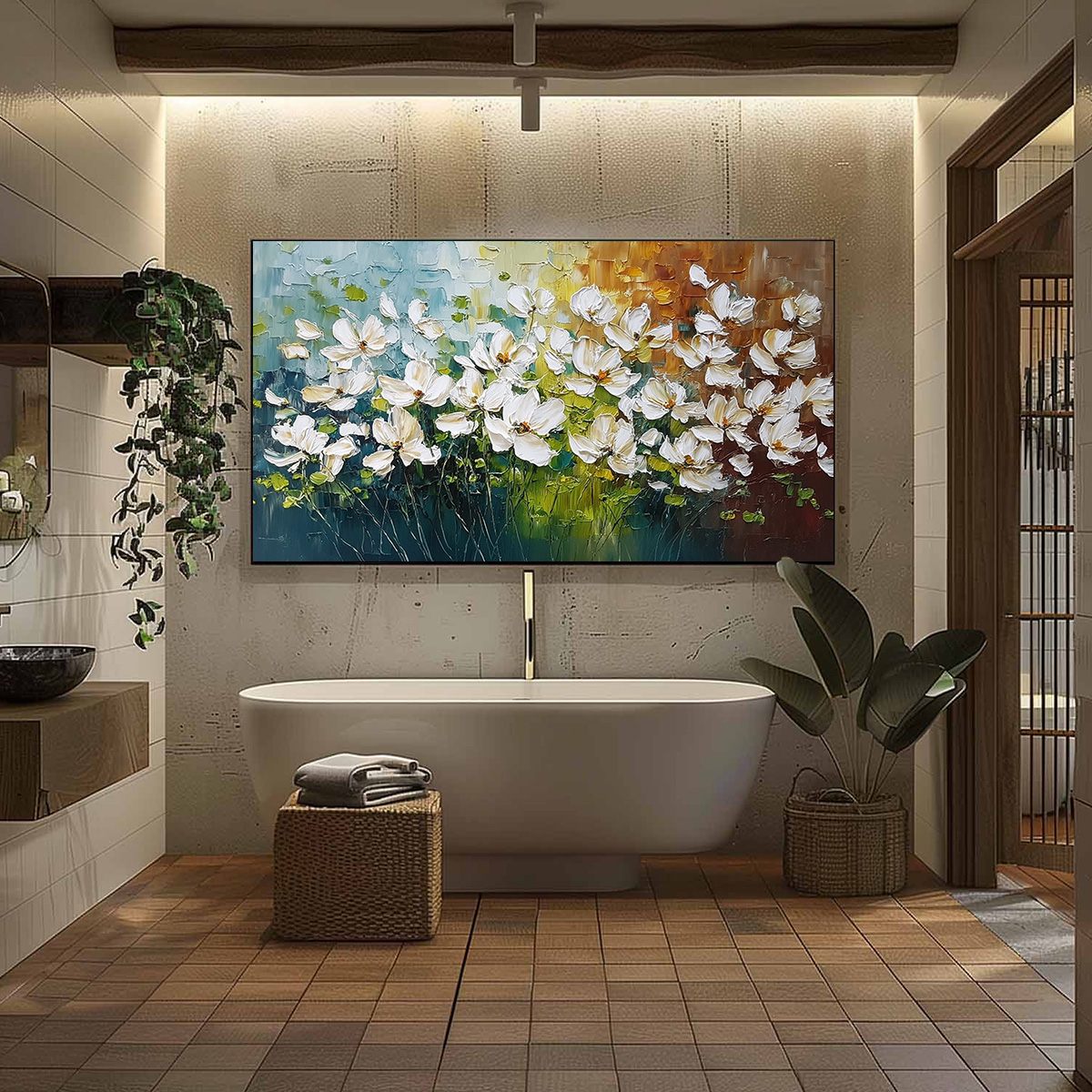 TUSCAN BLOOM: Textured Palette Knife Floral Oil Painting