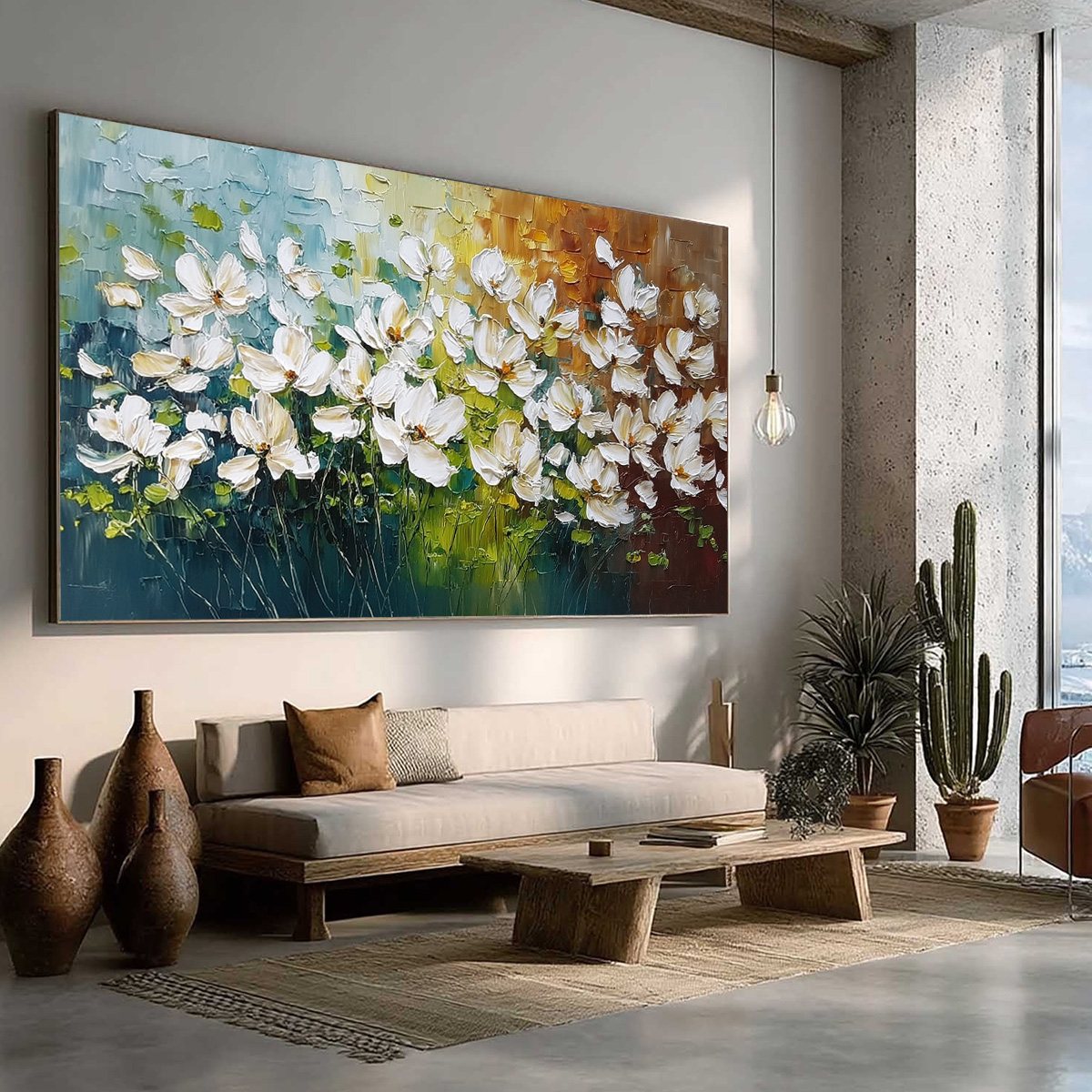 TUSCAN BLOOM: Textured Palette Knife Floral Oil Painting