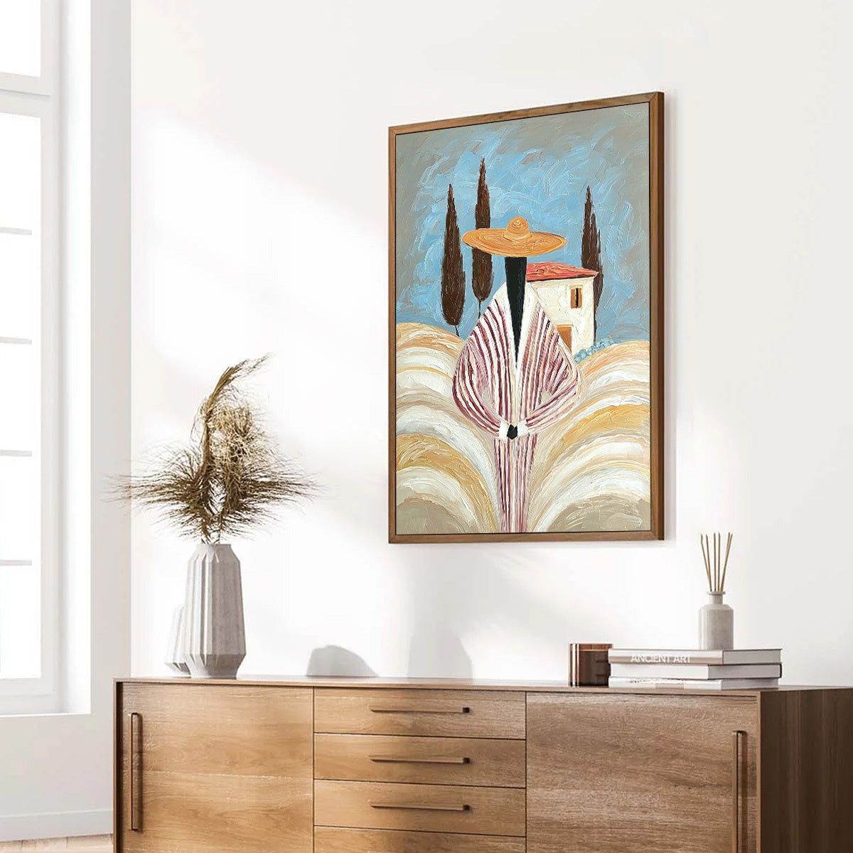 TUSCAN REVERIE: Textured Impasto Painting of a Figure in a Tuscan Landscape