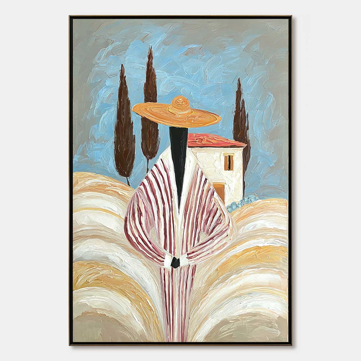 TUSCAN REVERIE: Textured Impasto Painting of a Figure in a Tuscan Landscape