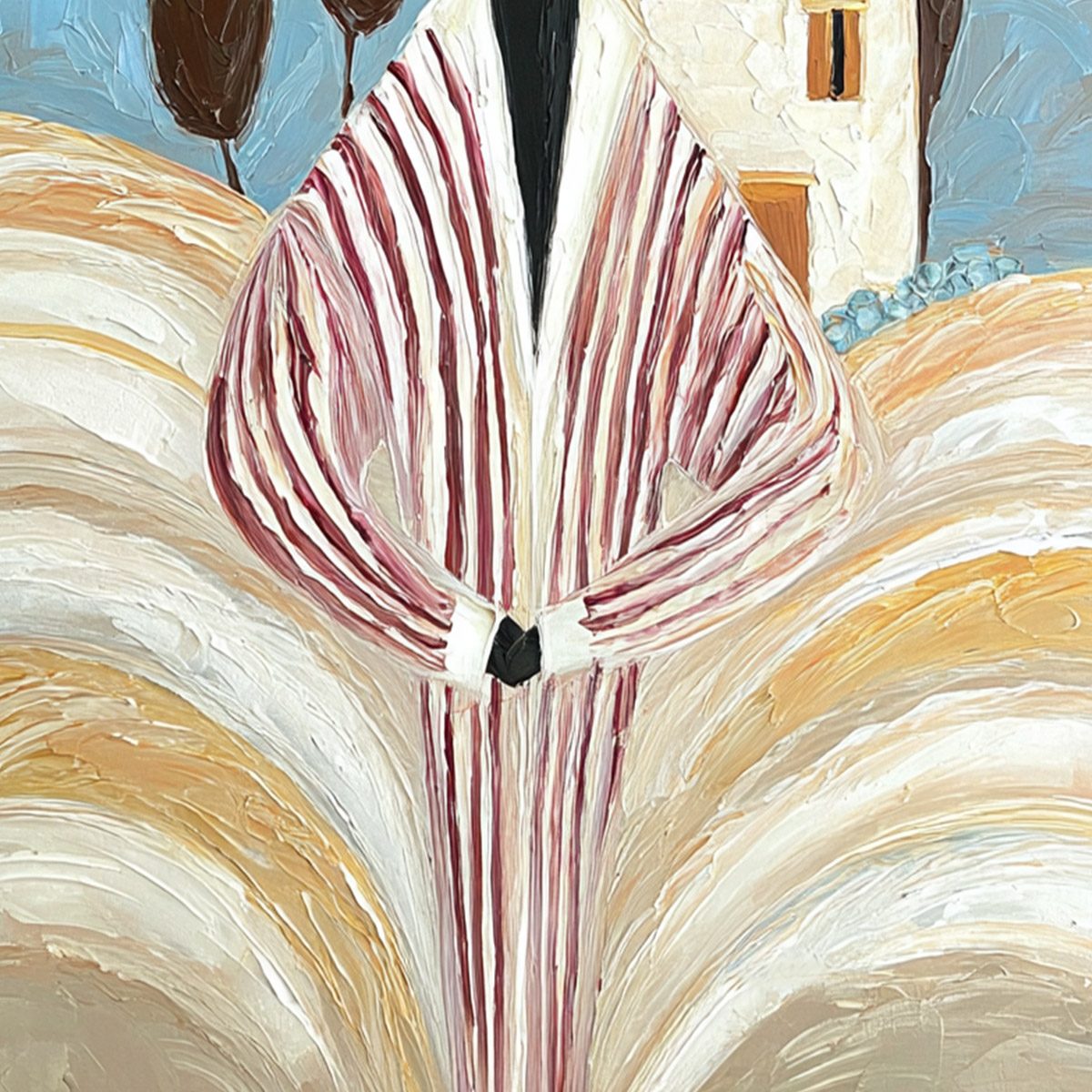 TUSCAN REVERIE: Textured Impasto Painting of a Figure in a Tuscan Landscape