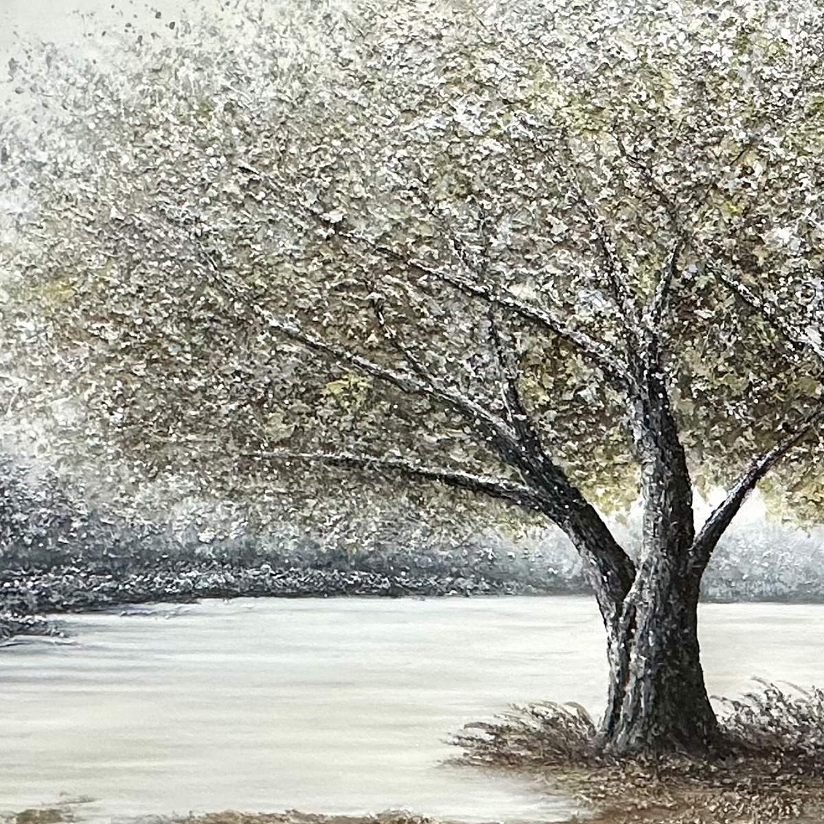 TWILIGHT TREES: Serene Landscape Painting of Trees by the Water