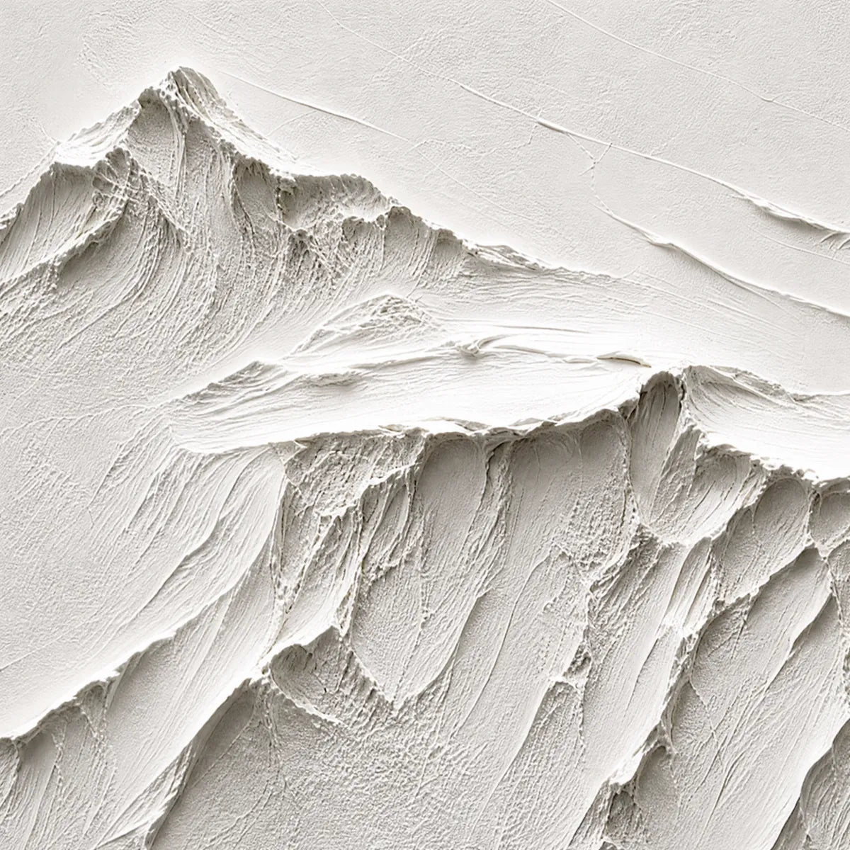 White textured mountain wall art with thick abstract acrylic strokes