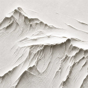 White textured mountain wall art with thick abstract acrylic strokes