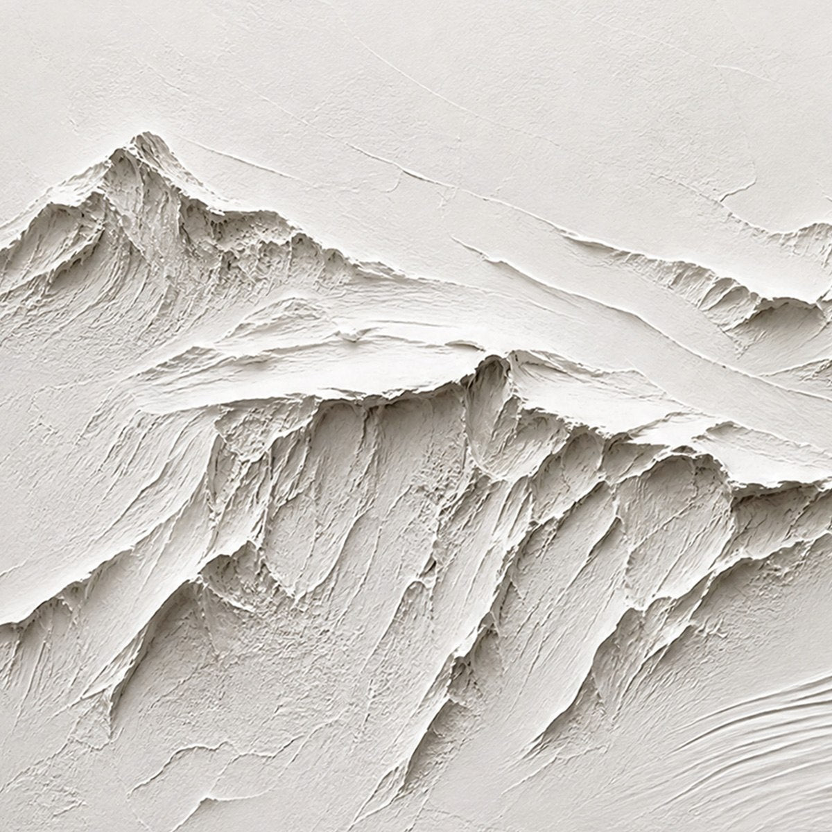 Terra Alba White Textured Mountain Painting | Abstract Wall Art