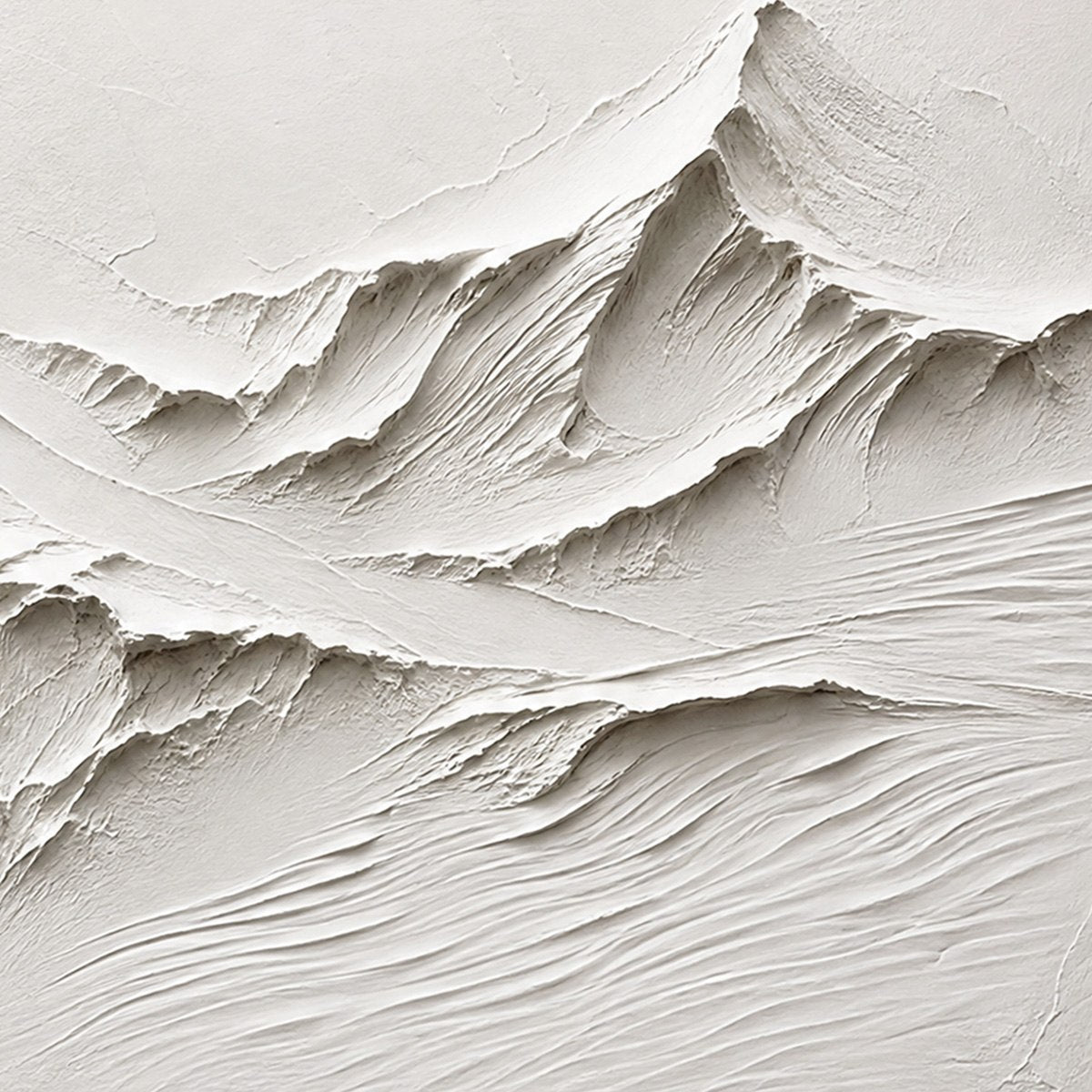 Terra Alba White Textured Mountain Painting | Abstract Wall Art