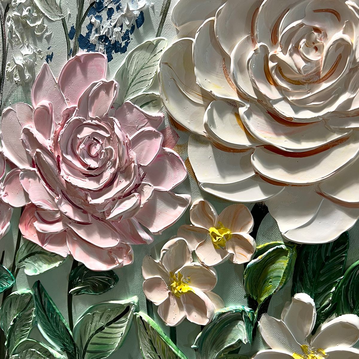 GARDEN RHAPSODY: Textured Floral Oil Painting