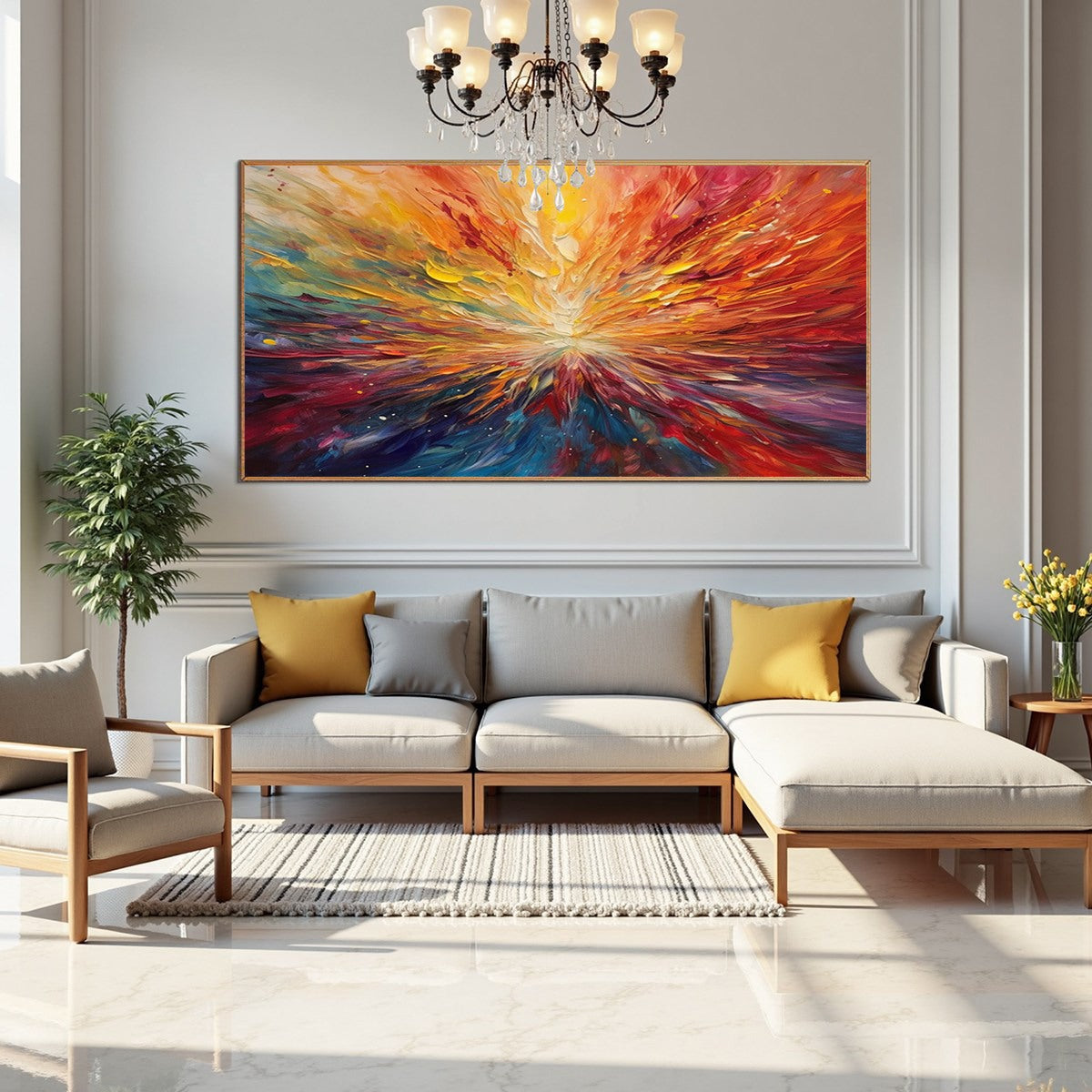 Solar Flare: Original Impasto Abstract Oil Painting - Dynamic