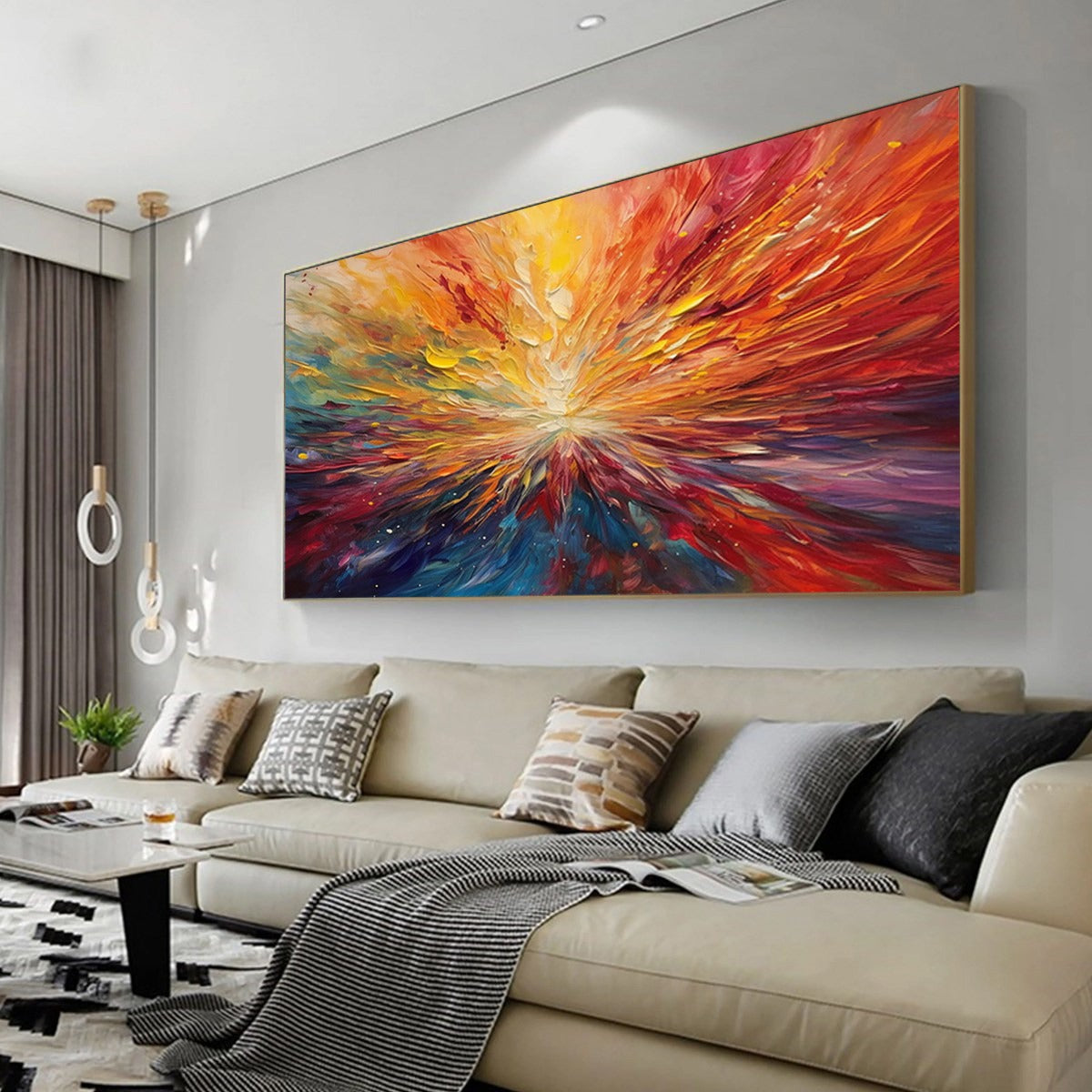 Solar Flare: Original Impasto Abstract Oil Painting - Dynamic