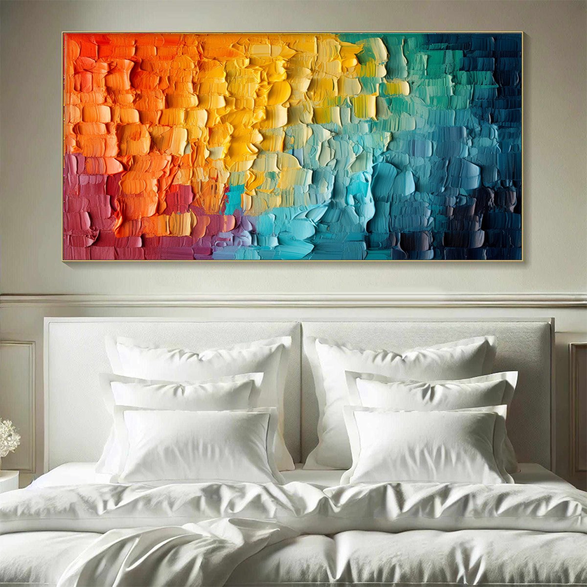Chromatic Flow: Original Impasto Abstract Oil Painting - Textured Colorful Wall Art