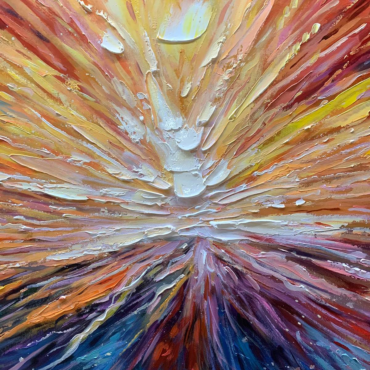 【SM号】 天使候補 01 油画 油彩 oil painting Solar Flare: Original Impasto Abstract Oil Painting - Dynamic
